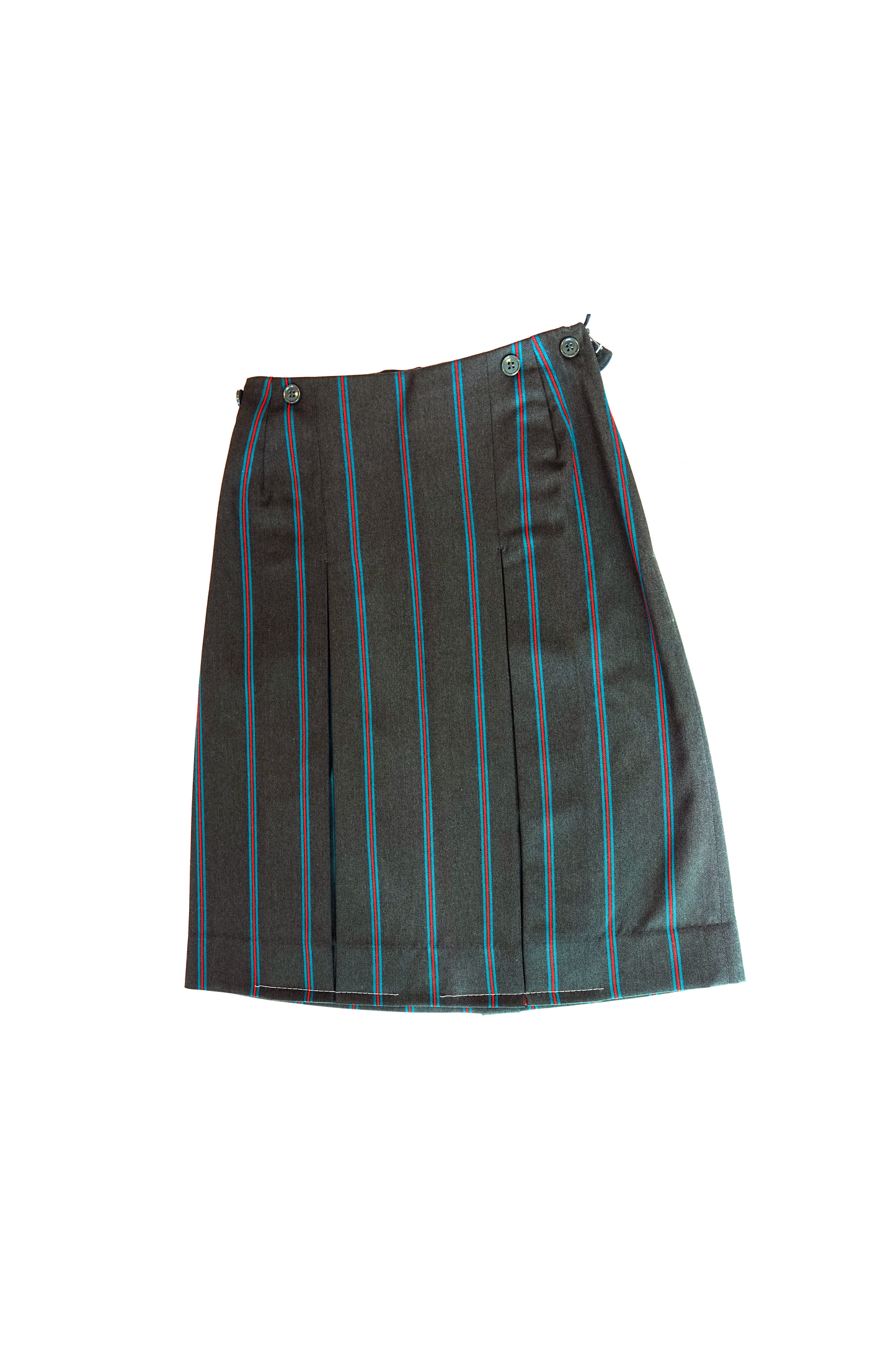 Grey Skirt - with fine Red & Teal Stripes