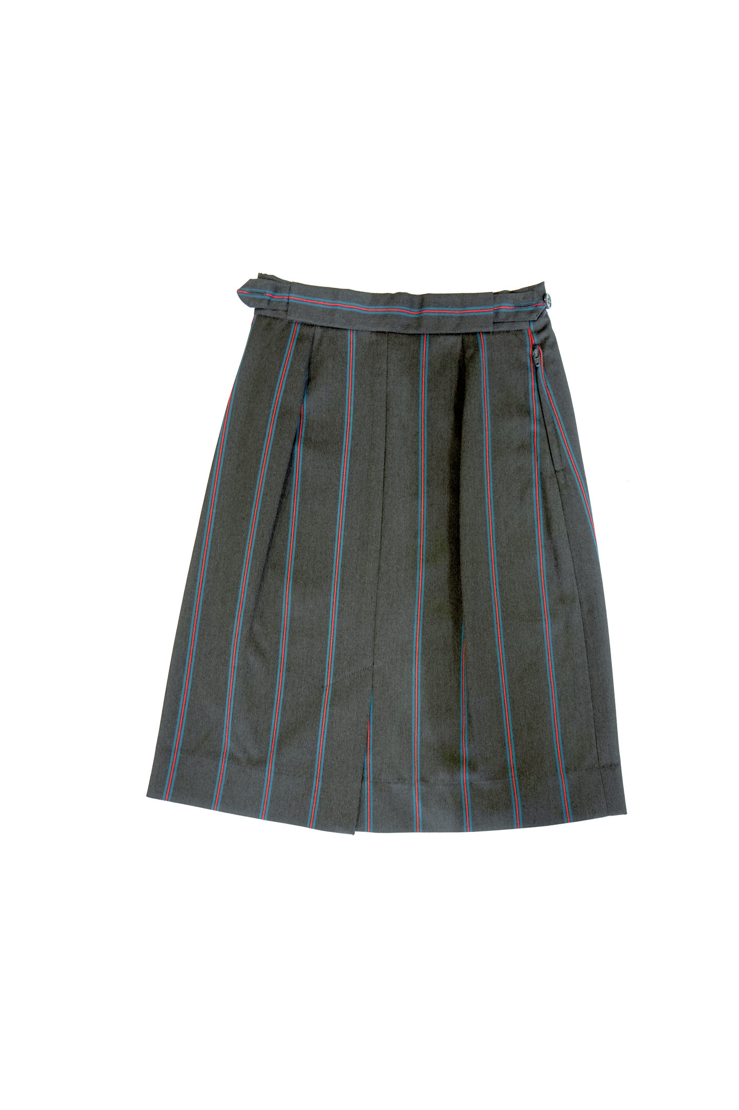 Grey Skirt - with fine Red & Teal Stripes