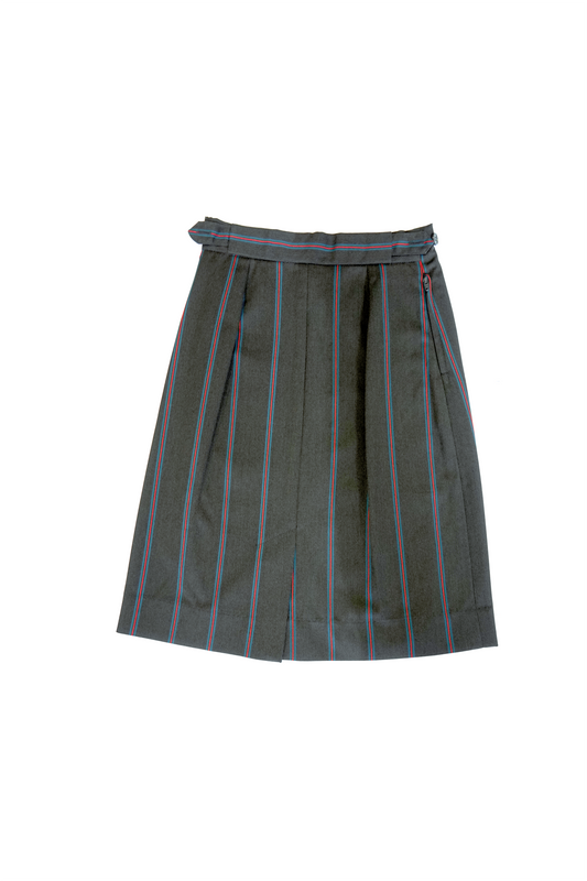 Grey Skirt - with fine Red & Teal Stripes
